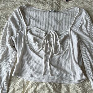 White Ribbed Women's Top